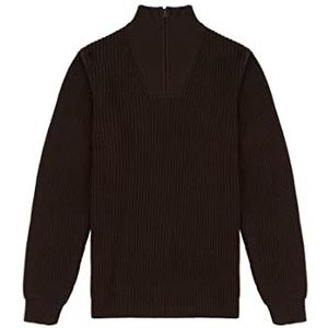 Wrangler Heren Half Zip Knit Sweater, Delicioso Brown, Large