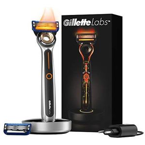 Gillette Labs Gillette Labs Verwamd Scheermes + 1 Navulmesje Voor Mannen, Twee Warmteniveaus Voor Optimaal Comfort, Met Stekker Voor Oplaadstation,