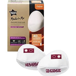 Tommee Tippee Made for Me Daily Disposable Breast Pads, Soft, Absorbent and Leak-Free, Contoured Shape, Adhesive Patch, Medium, Pack of 40