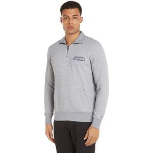 Tommy Hilfiger Heren HILFIGER TRACK GRAPHIC HALF ZIP Lichtgrijs Heather M, lichtgrijs Hei, M