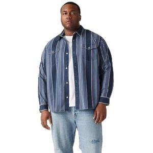 Levi's Heren Big & Tall Relaxed Fit Western overhemd, Carson Stripe Dress Blues, 3XL
