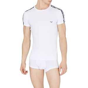 Emporio Armani Underwear Men's Textured Monogram Logo Band T-shirt, Wit, XL, wit, XL
