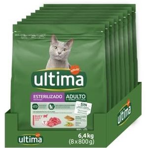 Ultima Gesteriliseerd kattenvoer met runder: verpakking van 8 x 800 g - totaal: 6,4 kg
