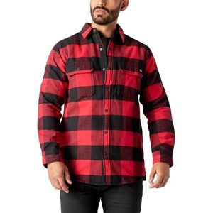 Dickies Heren zwaar flanellen overhemd, rood/zwart buffelplaid, XXL, Rood/Zwart Buffalo Plaid, XXL