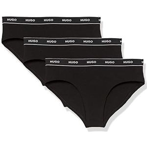 HUGO Womens 3-pack Repeat Logo Cotton Stretch Hipster Briefs Thong Panties, Black Tar, X-Large US