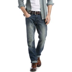 ESPRIT heren jeans - kernige used denim in tapered fit