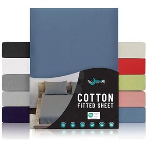 Jersey Katoenen Hoeslakens - Voor Matras 70 x 160 x 12 cm, voor Babybed, Gecertificeerd Vrij van Chemische Producten (OEKO TEX), Blauw, Hoeslakens met Elastiek