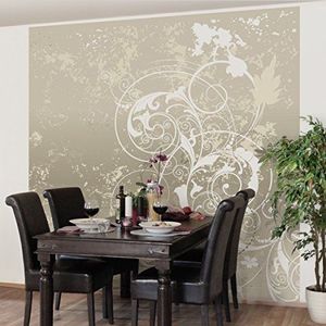 Apalis Vliesbehang parelmoer ornament design fotobehang vierkant | vliesbehang wandbehang muurschildering foto 3D fotobehang voor slaapkamer woonkamer keuken | grootte: 288x288 cm, beige, 97907