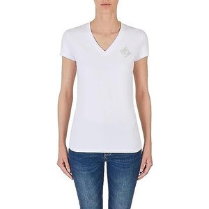 Armani Exchange Damesshirt met korte mouwen, slim fit, V-hals, zwart, medium, zwart, M