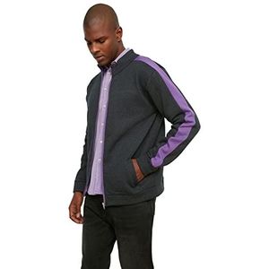 Trendyol Heren Staande kraag Colorblock Regular Sweater, Antraciet, S, Antraciet, S