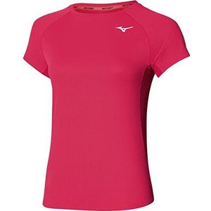 Mizuno Dryaeroflow T-shirt voor dames, rozerood, L