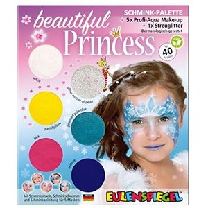 Eulenspiegel 207031 - Make-up palet Beautiful Princess, instructies voor 5 prinsessenmaskers, schmink voor kinderen, carnavalsschmink