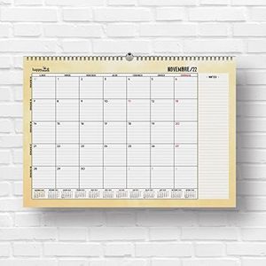 Maandelijkse wandorganizer 2023 | HappyMots | 32 x 47 cm | 16 maanden - van september 2022 tot december 2023 | ruimte om te schrijven en te schrijven | praktisch en motiverend | maandkalender aan de