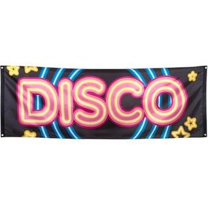 Boland 00753 - banner disco, afmetingen 74 x 220 cm, polyester, disco fever, jaren '70, wanddecoratie, hangdecoratie, vlag, feestdecoratie, verjaardag, themafeest, carnaval