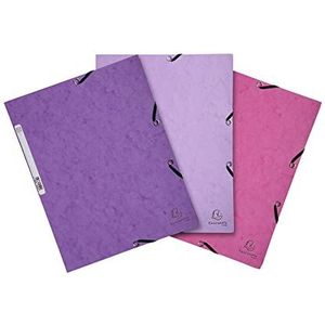 Exacompta - Ref. 55574E - Set met 3 kleppen van glanzend karton 400 g/m² - Afmetingen: 24 x 32 cm voor documenten in A4-formaat - 3 kleuren Candy: paars, roze, violet