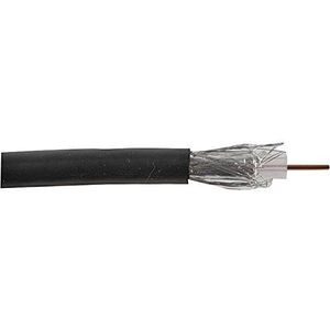 Pro Power RG6UALBLK RG6U satelliet kabel, semi-lucht gevlochten aluminium vlecht, zwart, PVC jas, 100 m