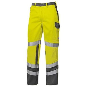 BP 2213-840-8653-35/36n werkbroek met elastisch rugdeel, 31% polyester/28% modacryl/20% viscose/20% aramide/1% andere vezels, waarschuwingsgeel/donkergrijs, 35/36N maat