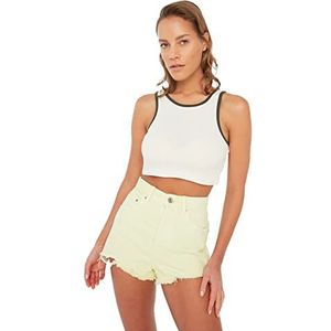 Trendyol Ecul Recycling Ticker Crop gebreide blouse voor dames, ecru, extra klein