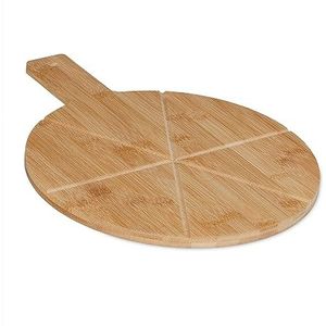 Relaxdays pizzaplank met handvat - pizzabord 30 cm - pizza serveerplank bamboe - rond