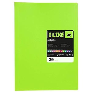 Grafoplas 1471321 Showboek transparant 30 hoezen extra aan de achterkant gelast folie mat groen poliplass Like