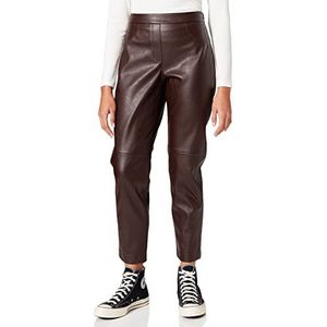 Gerry Weber Smalle broek voor dames in lederlook, figuurcorrigerende broek, gecoat, licht verkorte pijpen, Hazelnoot, 44