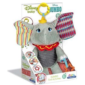 Clementoni 17297 Disney Baby Dumbo activiteitenpluche, knuffelig educatief speelgoed, pluche dier voor de ontwikkeling van de sensoriek en de tastzin, voor baby's vanaf 6 maanden