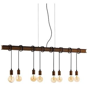 EGLO Hanglamp Townshend 4, 8-lichts pendellamp in vintage en industrieel design, eettafellamp van metaal in antiek bruin, lamp hangend voor woonkamer, E27 fitting