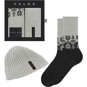 FALKE Heren Christmas Gift Set Duurzame Wol Kasjmier Halfhoog met Patroon 1 Paar Sokken, Grijs (Light Grey Melange 3845), 39-42