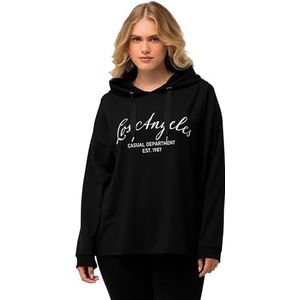 Ulla Popken, Dames, grote maten, sweatshirt met stedenprint, zwart, 54-56