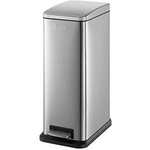 Black+Decker - Slimline Pedaalemmer - Steengrijs - Roestvrij Staal - 57,5 x 20 x 35 cm