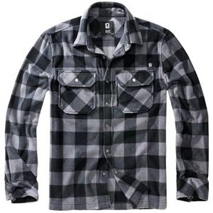 Brandit Jeff Fleece Shirt met lange mouwen voor heren, zwart/grijs, S