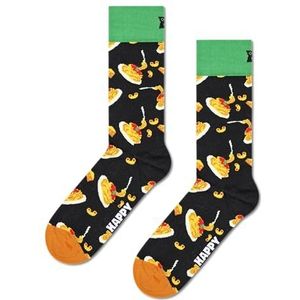 Happy Socks Mac & Cheese, Kleurrijke en Leuke, Sokken voor Dames en Heren, Zwart (36-40)