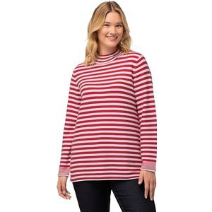 Ulla Popken, Dames grote maten, gestreepte trui, turtle-neck, salsa, 46/48 NL