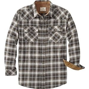 Legendary Whitetails Mannen Shotgun Lange Mouw Western Flanel Shirt-Casual Snap Front Regular Fit Plaid met Corduroy Trim