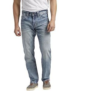 Silver Jeans Co. Men's Eddie Athletic Fit Tapered Leg Jeans, Medium Indigo, 38W x 34L