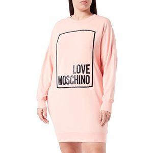 Love Moschino Dames Relaxed Fit Lange Mouwen met Logo Box Design Jurk, PINK, 42
