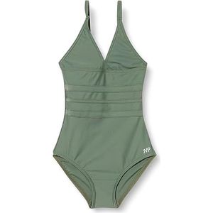 HAUTE PRESSION Eendelig badpak voor meisjes, effen, X9053, C05, T10A, Kaki, 10-16 ans