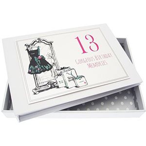White Cotton Cards 13e verjaardag, klein album, kleine zwarte jurk