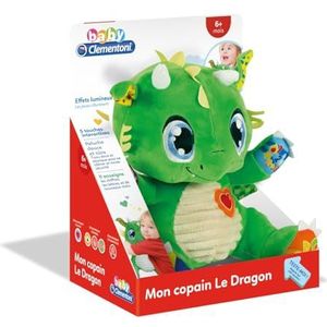 Clementoni - Mon Copain Le Dragon-Peluche interactief, Frans speelgoed, 6 maanden en Plus, 52506, meerkleurig