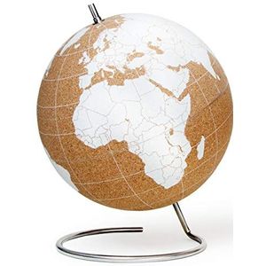 SUCK UK - Grote witte desktop kurk wereldbol | inclusief punaises | wereldkaart | reisaccessoires | voor documentatie van avonturen en herinneringen