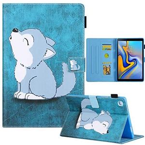 Beschermhoes voor tablet met schilderij voor Samsung Galaxy Tab A8 10.5 2021 X200/X205, automatische slaap-/wekmodus, 12 foto's – schattige wolf