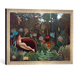 Ingelijste afbeelding van Henri Rousseau De droom, kunstdruk in hoogwaardige handgemaakte fotolijsten, 60x40 cm, zilver Raya