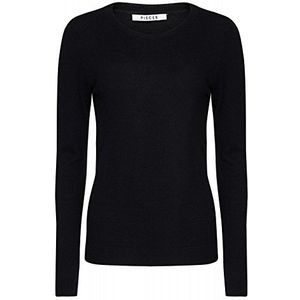 PIECES Damestrui Pcriver Ls Wool Knit Noos, effen, zwart (zwart), XL