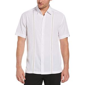 Cubavera Men's Cubavera Paneled Short Sleeve Shirt For Men, Classic Fit, Wrinkle Resistant, Casual Button-Down Shirt For Men With Spread Collar (Sizes Small - 5Xl), Bright White, Large