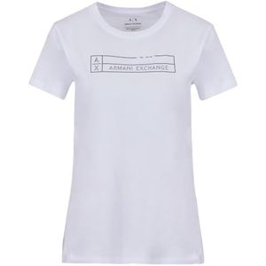 Armani Exchange Dames Short Sleeve AX Logo T-Shirt, Optic White, XL, optic white, XL