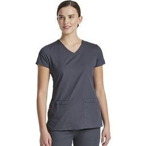 Dickies Women's Eds Signature Scrubs Jr. Fit V-Neck Top, Pewter, XX-Large