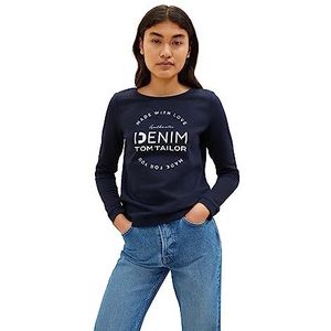 TOM TAILOR Denim Damestrui met logo-print en vouwarm, 10668-sky Captain Blue, M