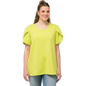 Ulla Popken - T-shirt - Groen - A-lijn - Gedrapeerde Mouwen