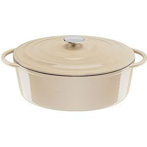 Tefal E25906 LOV Ovale braadpan 34 cm | gewonnen gietijzer | optimale warmte-opslag | voor alle warmtebronnen | geschikt voor inductie | ovenbestendig tot 250 °C | vaatwasmachinebestendig | beige