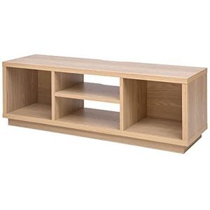 Iris Ohyama, TV meubel met open planken / TV meubel voor 55 inch TV, Massief hout, Kantoor, Woonkamer - TV Cabinet Standard - OTS-125S - LichtBruin
